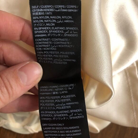 BEBE Cream Strapless BodyCon Mermaid Ruffle Tulle Satin Ribbon Mini Gown Sz S - Picture 6 of 8